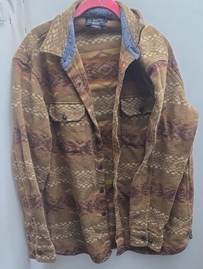 Pendleton Brown & Tan Patterned Lightweight Wool Shirt Jacket